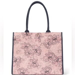 NWT Victoria’s Secret Floral Tote Bag Pink Black 13 x 15 Shoulder Purse